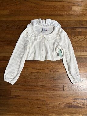 NWT girls white button up cardigan